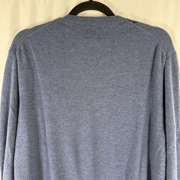 Jos A Bank Traveler Merino Wool Sweater Men's XL Blue Knit Long Sleeve Vneck - Picture 8 of 9